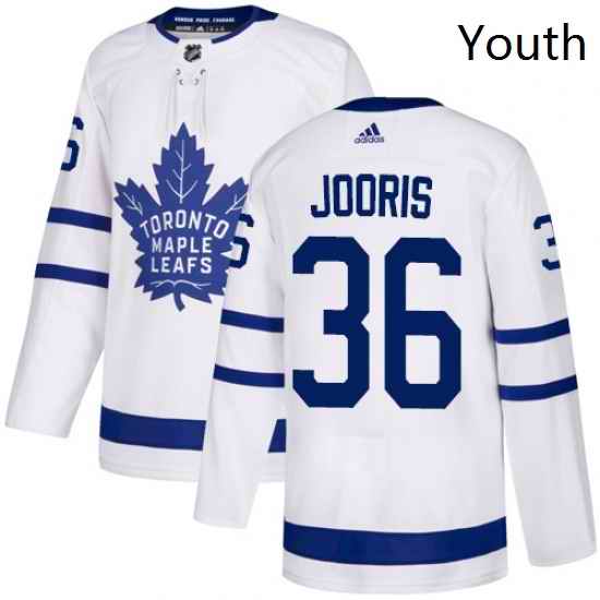 Youth Adidas Toronto Maple Leafs 36 Josh Jooris Authentic White Away NHL Jersey